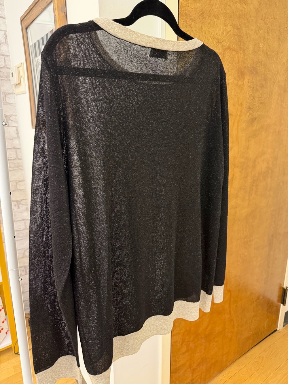 Dries Van Noten Sheer Black Lightweight Sweater W Silver Trim EUC - Picture 12 of 16